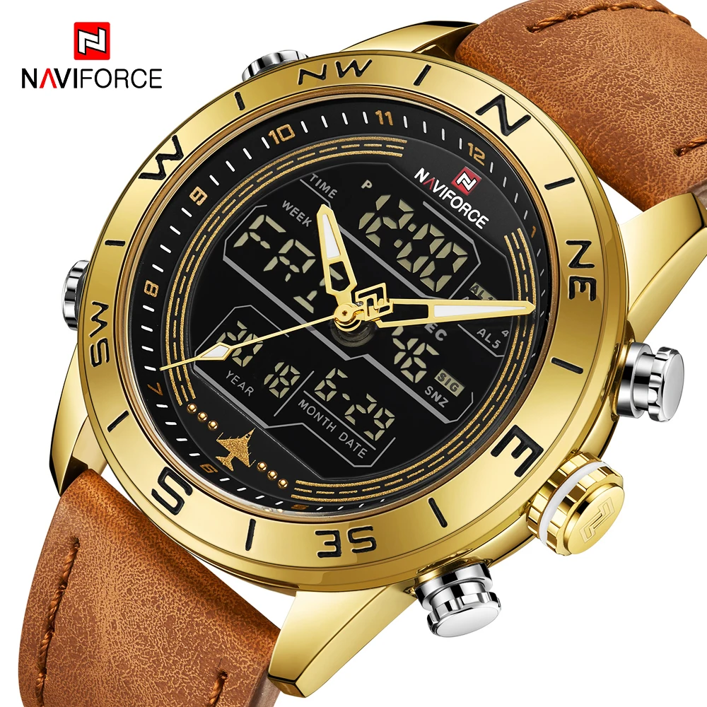 Часы NAVIFORCE мужские модные армейские спортивные светодиодные аналоговые цифровые