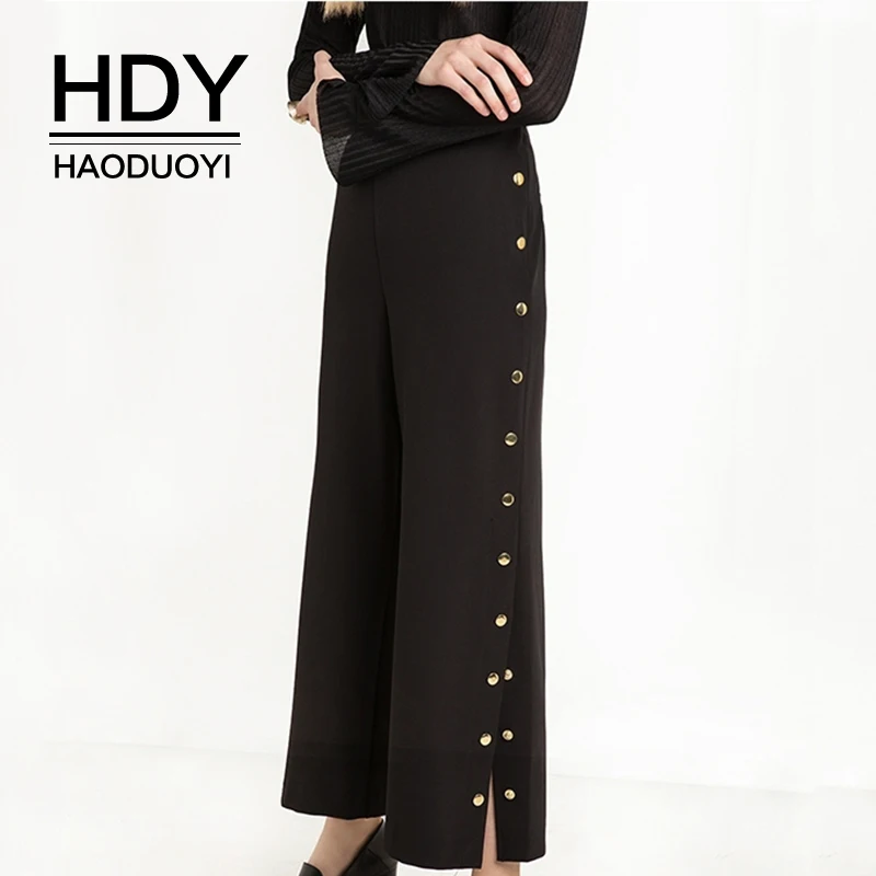 HDY Hduoduoyi 2019 Повседневные женские брюки с высокой талией однотонные укороченные