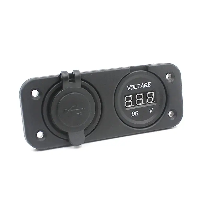 CS-247 2-в-1 Водонепроницаемый 12-24V Автомобиль Мотоцикл лодка Dual USB 3.1A Мощность адаптер Зарядное устройство& светодиодный цифровой вольтметр комбинированная розетка