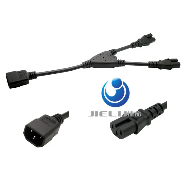 2 шт. C14-2 * C15,IEC320 C14 штепсельная вилка на 2 * IEC320 C15 Женский Удлинительный Кабель питания Шнур 0,3 м 1 фут