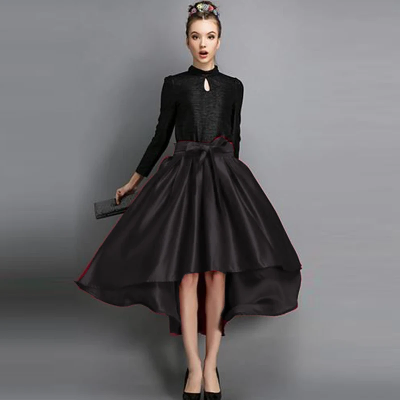 Лидер продаж уличная мода длинные юбки из тафты с шикарным бантом трапециевидная