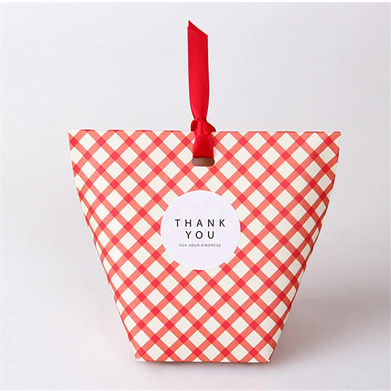 20 шт./лот квадратные подарочные пакеты мини коробка для конфет в полоску горошек