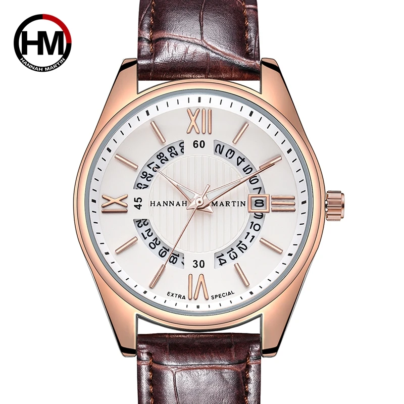 Мужские кварцевые наручные часы с кожаным ремешком водонепроницаемые|Часы для