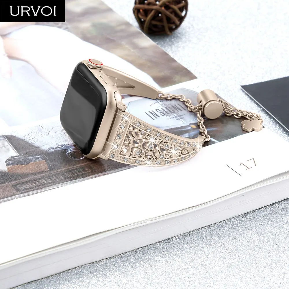 URVOI band для Apple Watch цепочка серия 6 SE 5 4 3 21 браслет с резьбой девочек наручная манжета
