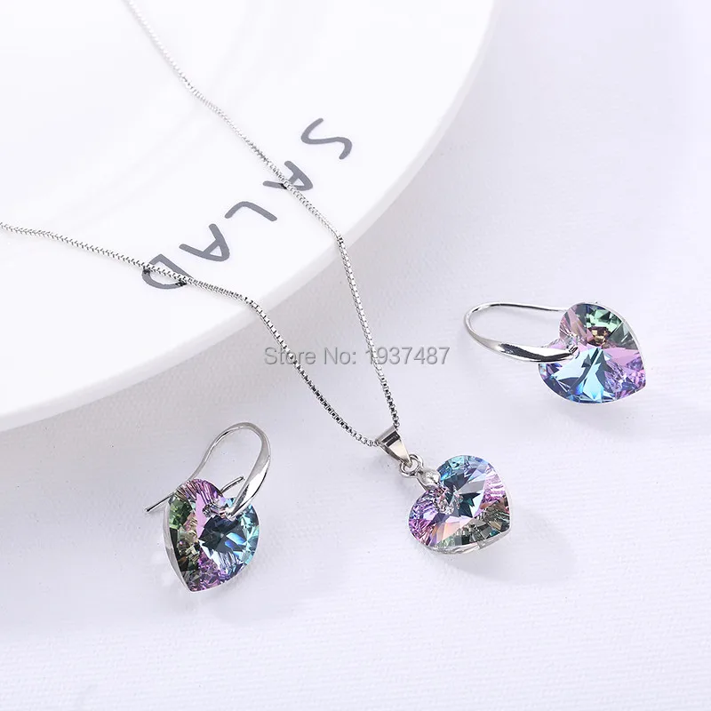 MS Betti, Новое поступление, свадебный ювелирный набор, кристалл от Swarovski, подвеска в виде сердца+ серьги для женщин, мода, свадебный подарок