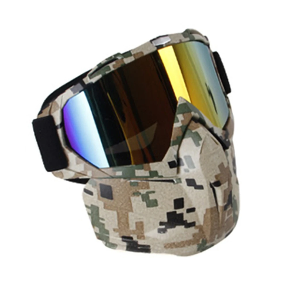 

Motorcycle Glasses Camouflage Vintage Retro Detachable Modular Mask Mouth Filter Moto Helmet Goggles Eyewear Motocross Glasses