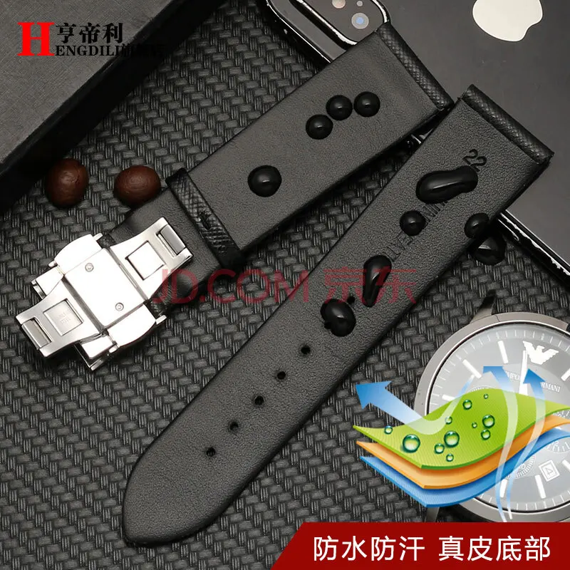 Фото For Ar-mani Strap Men AR1674 1722 1755 0382 Lizard Pattern Watch With Butterfly Clasp Chain Soft Leather 20mm 22mm Watchband №5