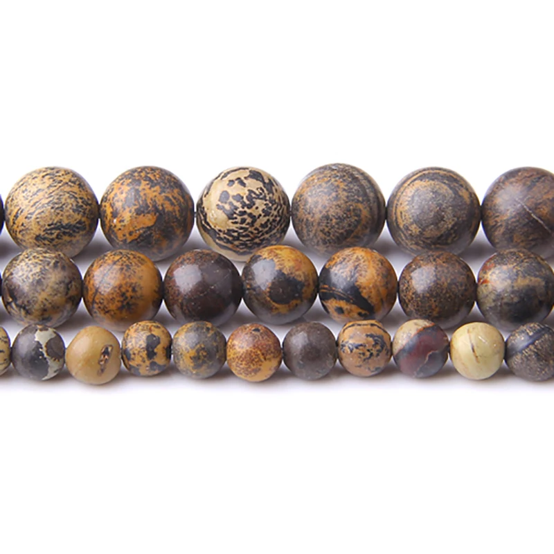 

Natural Brown Leopard Skin Stone Jaspers Beads Round Loose Spacer Gem Stone Beads 6/8/10/12MM Pick Size for DIY Jewelry Making