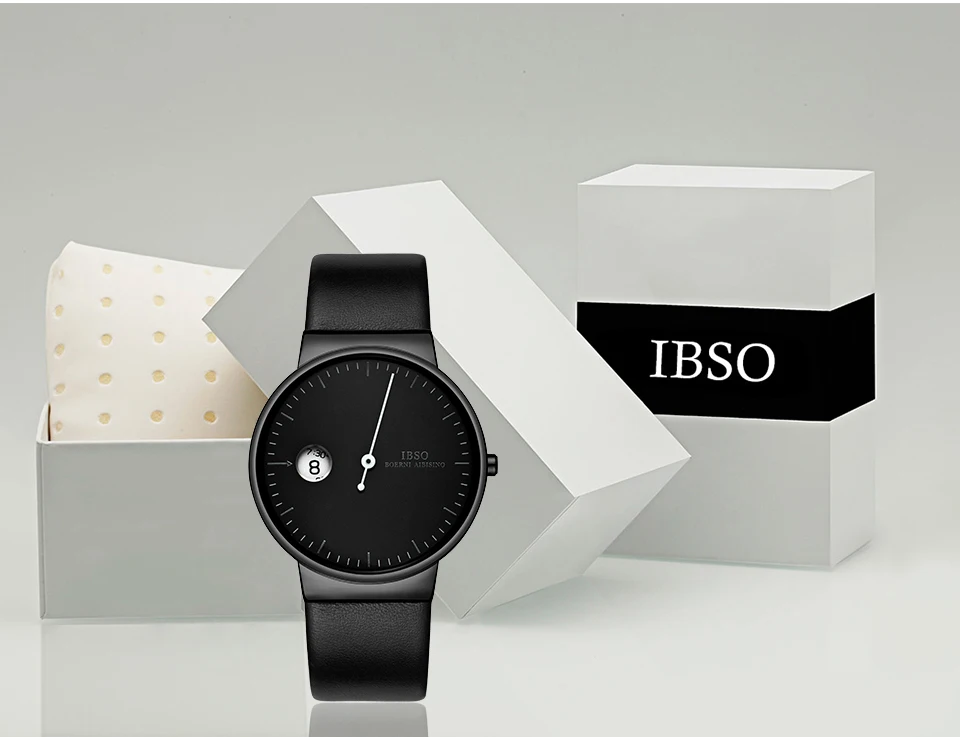 IBSO Мужские кварцевые часы бизнес кожаный ремешок кварцевые часы с одной указкой мужские наручные часы подарок на день рождения