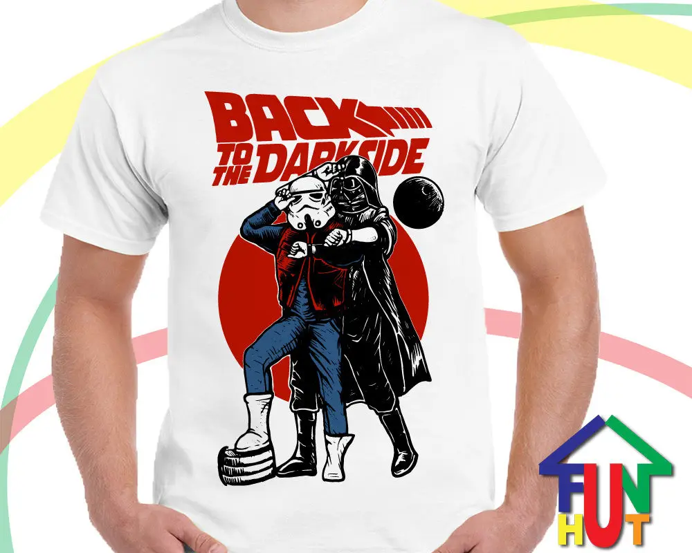 Белая футболка с надписью Wars Back to The Future Mashup Дарт Вейдер бесплатная доставка