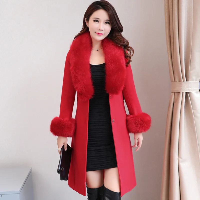 Fashion Warm Women Long Wool Blend Coat Solid Cashmere Jacket Slim Single Breasted Ladies Coats | Женская одежда