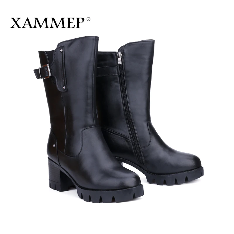 Женские зимние ботинки Xammep из натуральной кожи и шерсти женские высокого