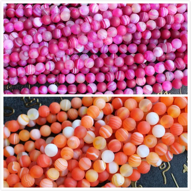 Frost Plum/ Orange Strip Agat Round Loose Beads 15inch For DIYJewelry making!We provide mixed wholesale for all items ! | Украшения и