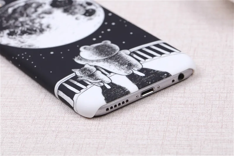 Fashion Cute Cartoon Bear Moon Stars Hard Matte Plastic Coque Case for iphone 8 X Phone Slim Cover IPhone plus | Мобильные телефоны