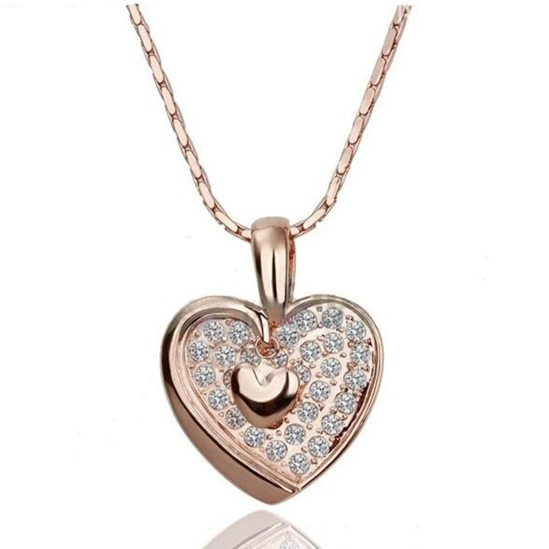 OMHXZJ AAA Zircon Crystal Silver Gold 18KT Platinum Woman Bride You In My Heart Necklace Earrings Bracelets Jewelry Sets ST67 | Украшения и