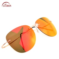 sunglasses men polarized scober new designer rimless polarized sunglasses ultra light bombs radiation anti uv mirror lenses