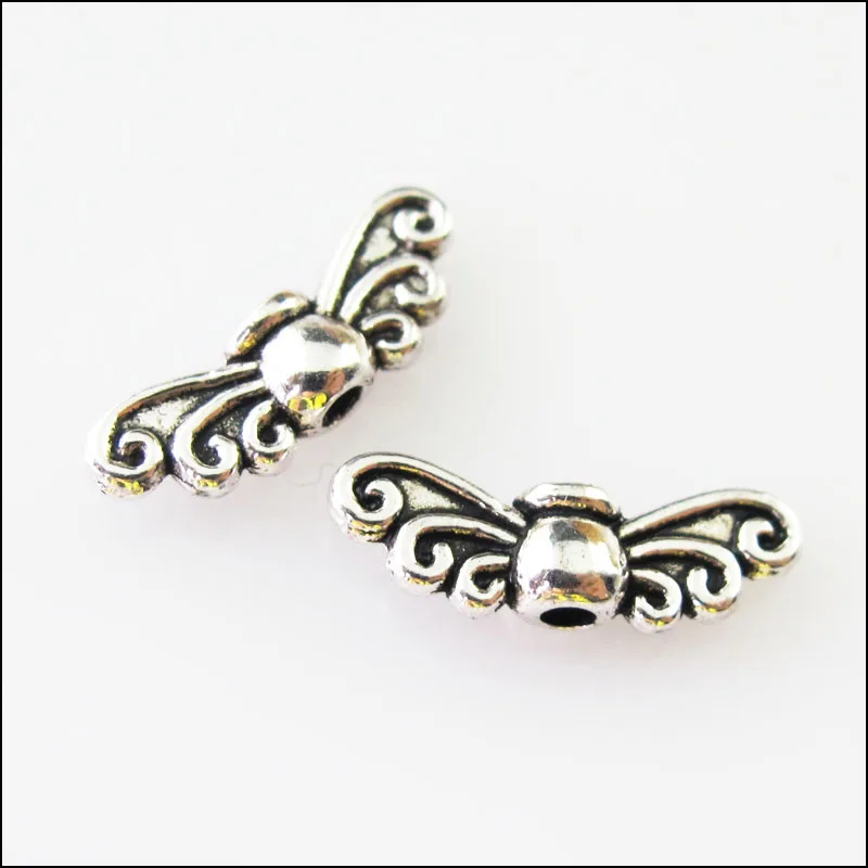 100 шт Тибетский серебристый цвет крылья Spacer Бусины 4.5x14mm|beads charms|spacer beadswings spacer beads |