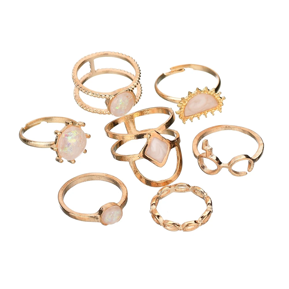 MissCyCy богемные 7 шт./компл. геометрические опал кольца для женские украшения