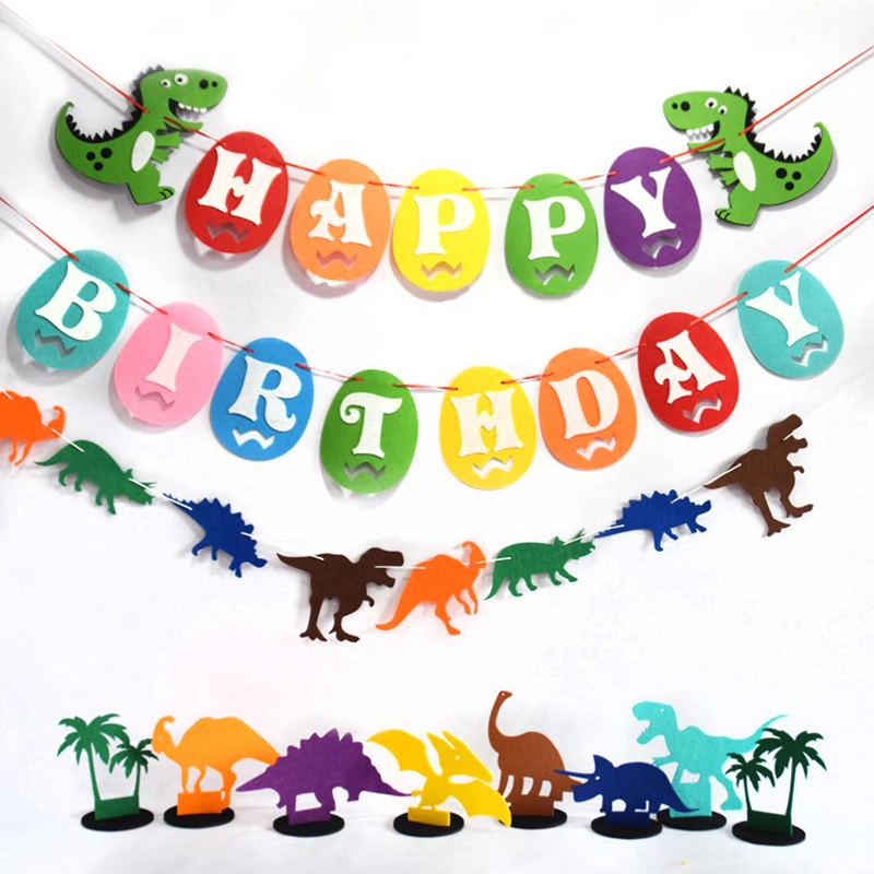 Birthday party holiday celebration ornament cartoon dinosaur letter pull flower decoration | Дом и сад