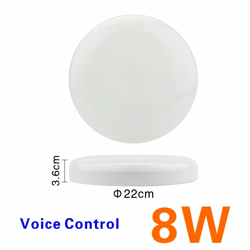 8W Voice control Светодиодный потолочный светильник LATTUSO, переменный ток 110 В, 220 В, PIR датчик движения, лампа, монтируемая на поверхность, автоматический умный контроль звуков, 8 Вт, 18 Вт, Круглый панельный светильник - Цвет корпуса: 8W Voice control