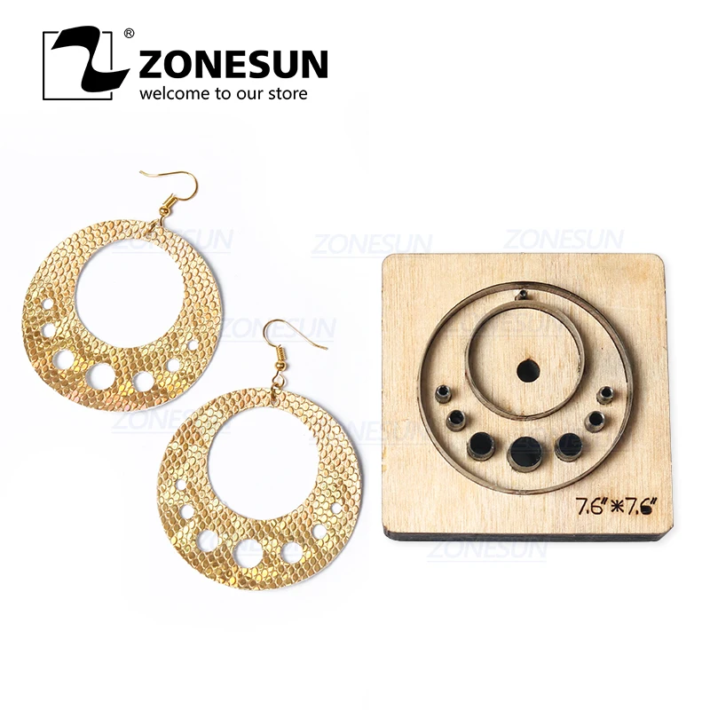 ZONESUN T6 DIY Custom Cutter кожаные серьги для резки высечки кожи, серьги для стального правила, штамповочный станок, пресс-инструменты