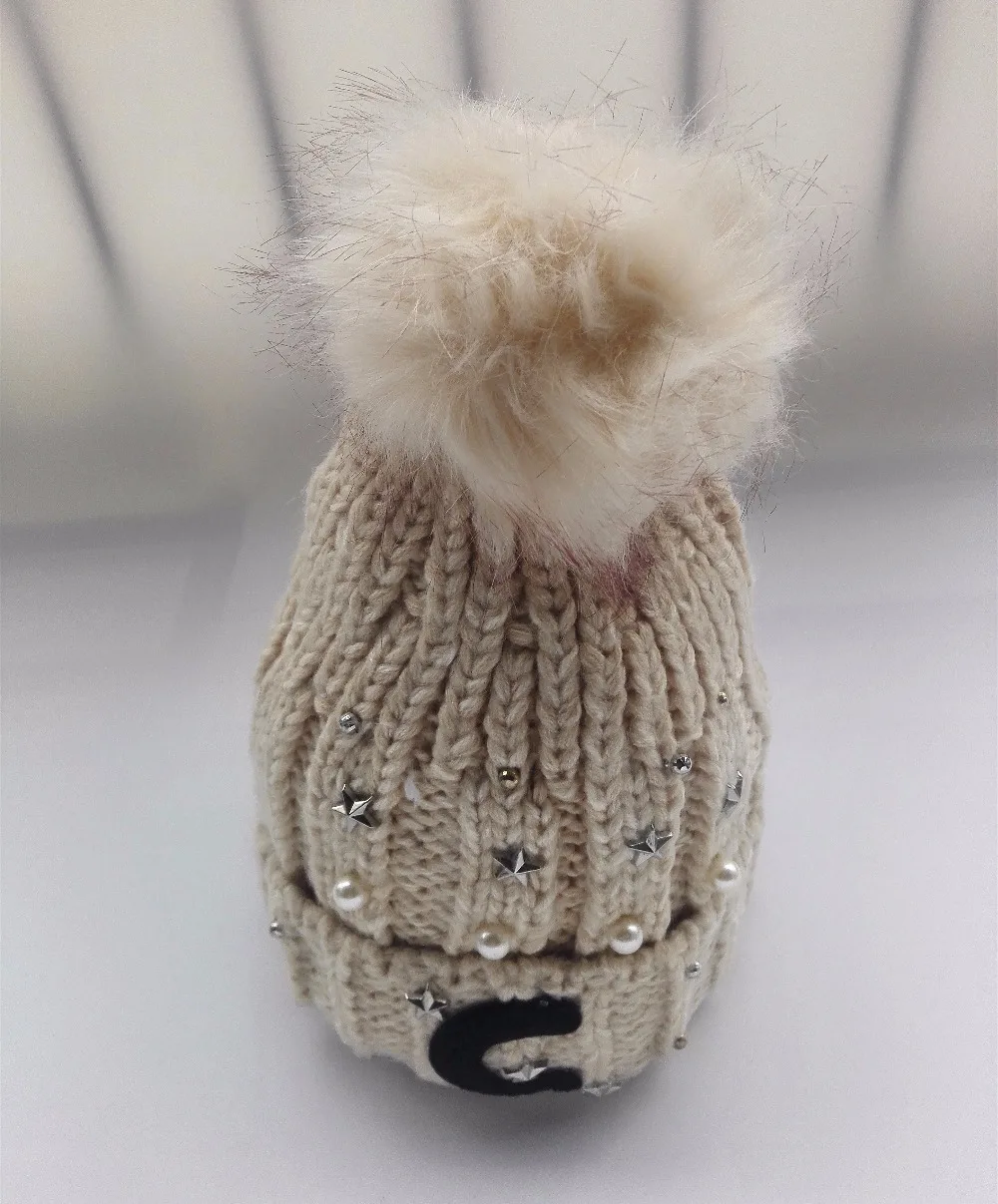 Женские вязаные шапки C буквами Повседневные на флисе с заклепками|beanie women|knitted