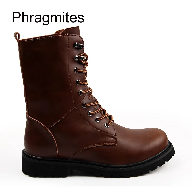 Phragmites/высокие коричневые ботинки унисекс; маленькие размеры 37; zapatos mujer; новая зимняя обувь черного цвета для влюбленных; водонепроницаемые мужские военные ботинки