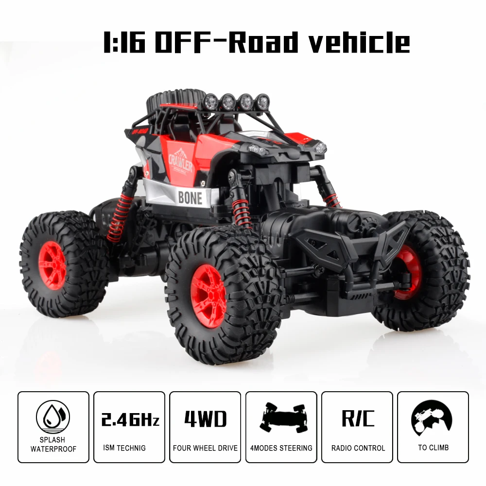 GizmoVine Радиоуправляемый внедорожный автомобиль 1/16 с дистанционным управлением, перезаряжаемый автомобиль Monster Truck, масштаб 2,4 ГГц, беспроводной Радиоуправляемый автомобиль, Игрушки для маленьких детей