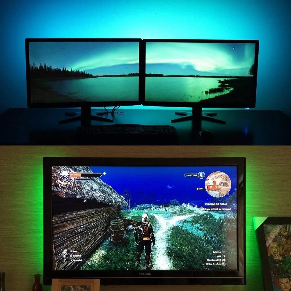 Светодиодная лента USB 5050 RGB гибкий светодиодный светильник 2x50 см + 2x100 5 в