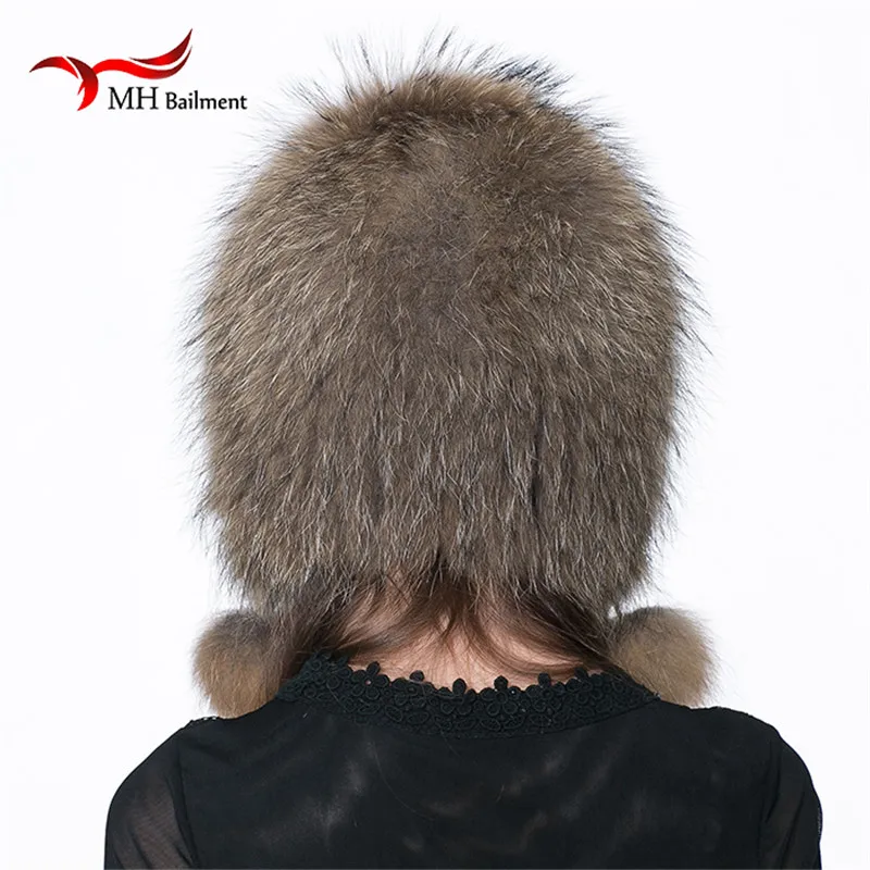 Женская зимняя меховая шапка из натурального Лисьего меха вязаная серебристого