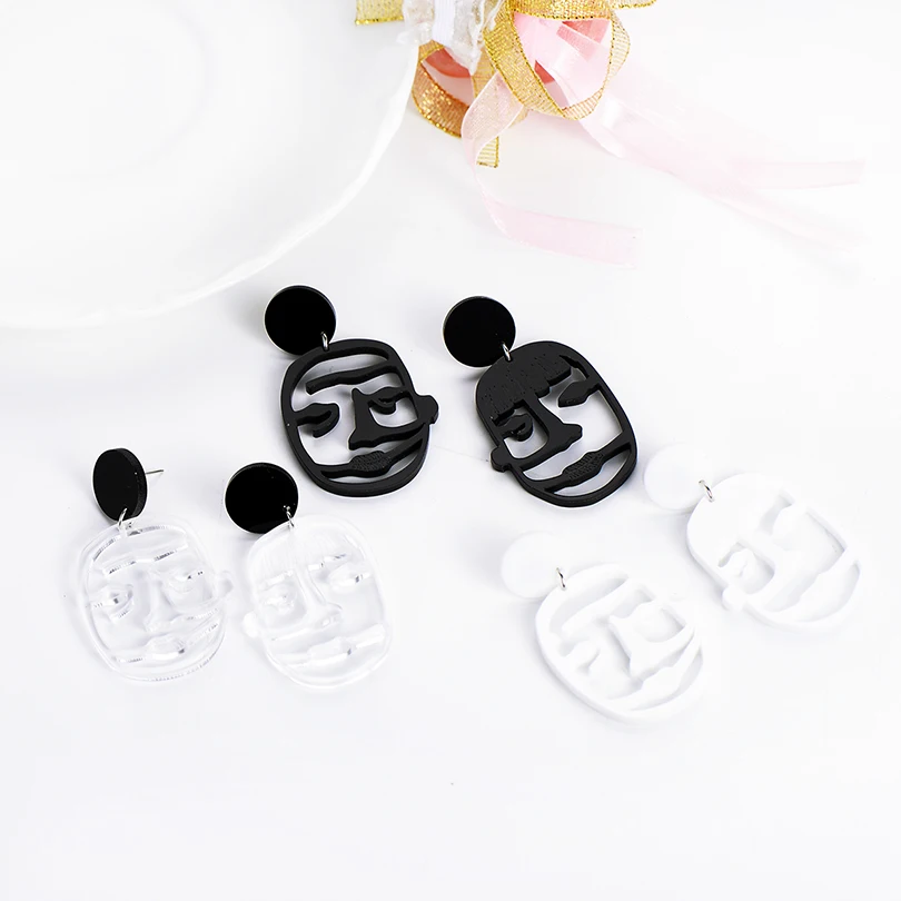 Классические белые черные полые серьги для лица женщин девушек шикарные старые