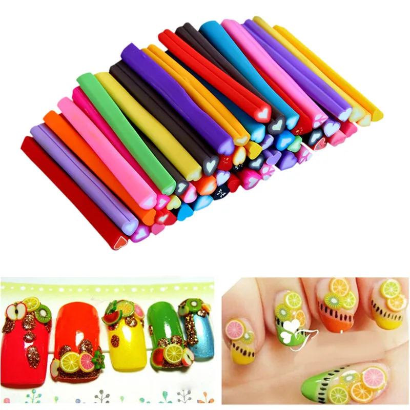 Новое поступление 50 шт. 3D глина фимо для дизайна ногтей трости стержни полимерные