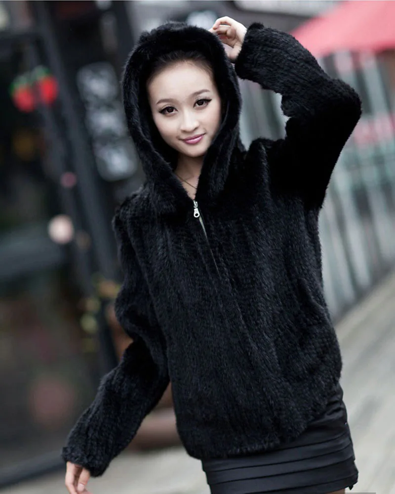 2019 Новинка реальные вязать норки Меховая куртка для женщин Большие размеры с