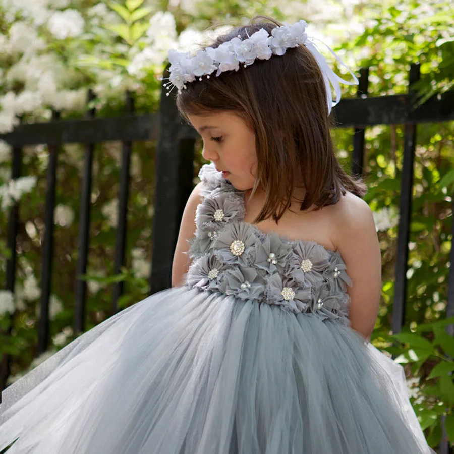 Ksummeree Floor-Length Flower Girls Tutu Dress Wedding Party Photo Props Baby Clothing Fluffy Princess Kids TS075 | Детская одежда и