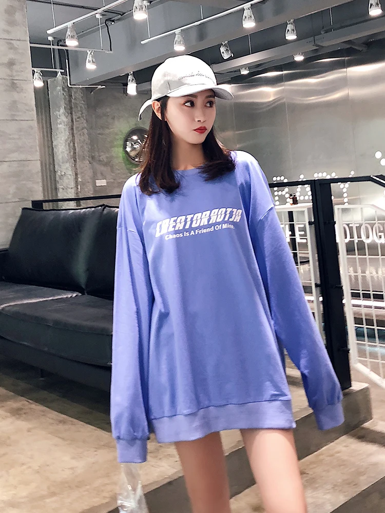 Синяя Длинная толстовка с капюшоном harajuku sudadera mujer exo женские толстовки