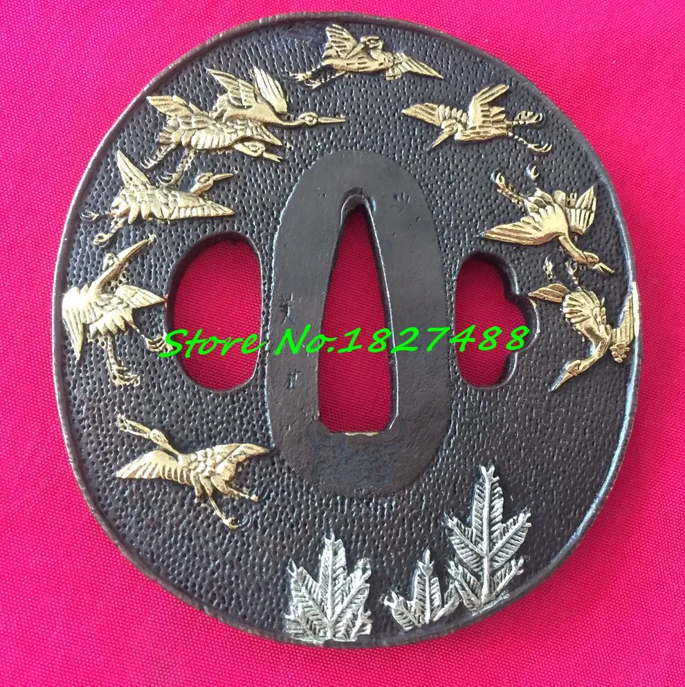 Японский полноразмерный меч журавль TSUBA FUCHI Кашира менуки красивая медная катана