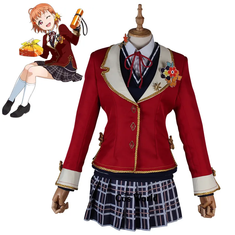 Школьная форма Love Live Sunshine Aqours Takami Chika с красным Кленовым листом рубашка жилет
