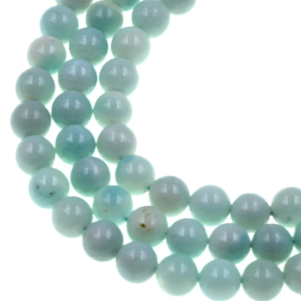 

10mm Natural Light Blue Amazonite Round Shape DIY Gems Loose Beads Strand 15"