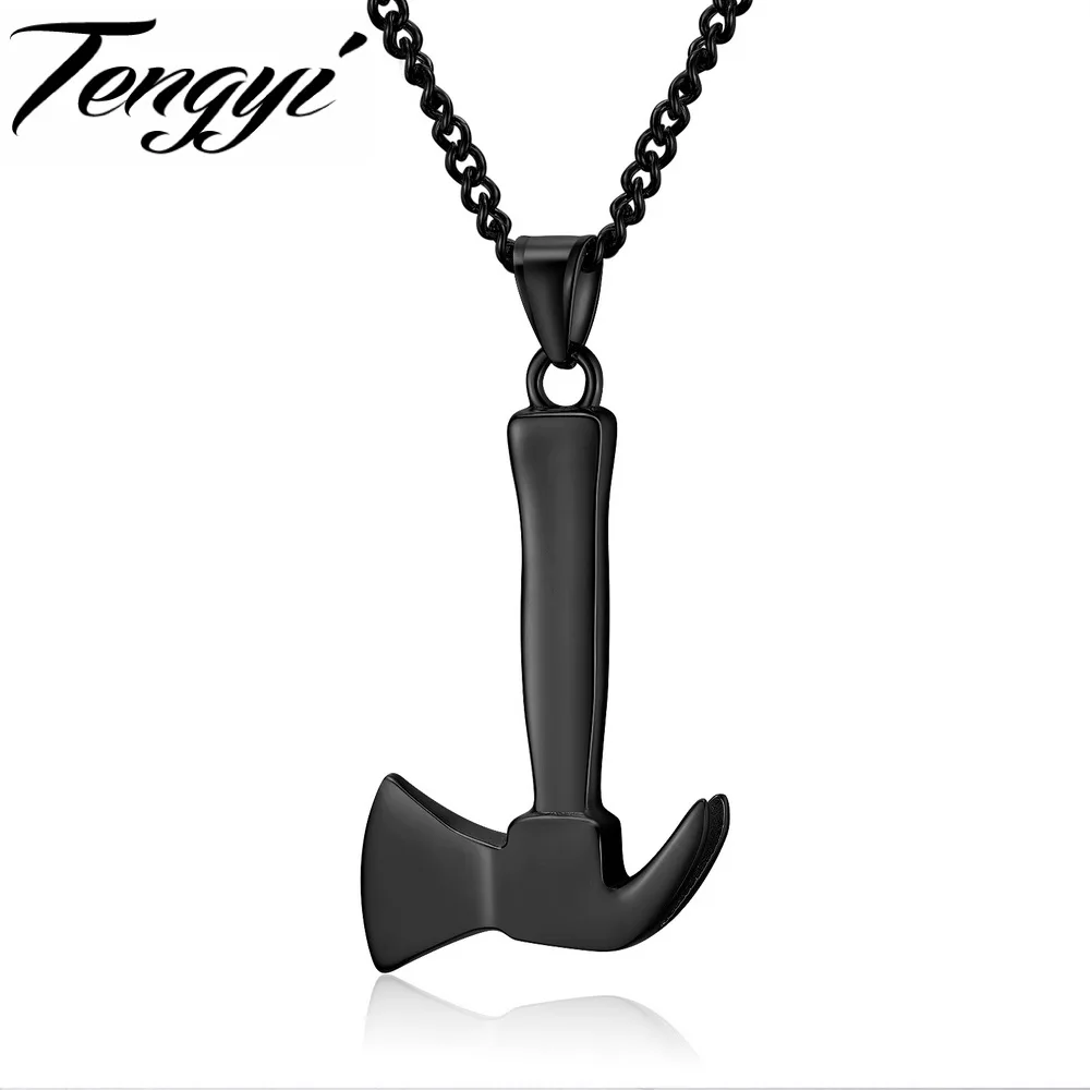 Ожерелье-топорик моды TENGYI цвета золота/черный/сталь с цепочкой из нержавеющей стали для мужчин TY1136.