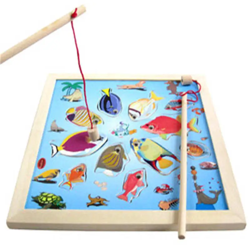 

Children fishing suit magnetic kitten fishing game baby puzzle wood early education puzzle 1-2-3 year old toys Montessori