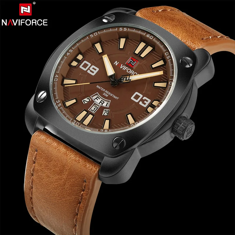 NAVIFORCE Оригинальный роскошные спортивные и фирменные кварцевые часы для мужчин