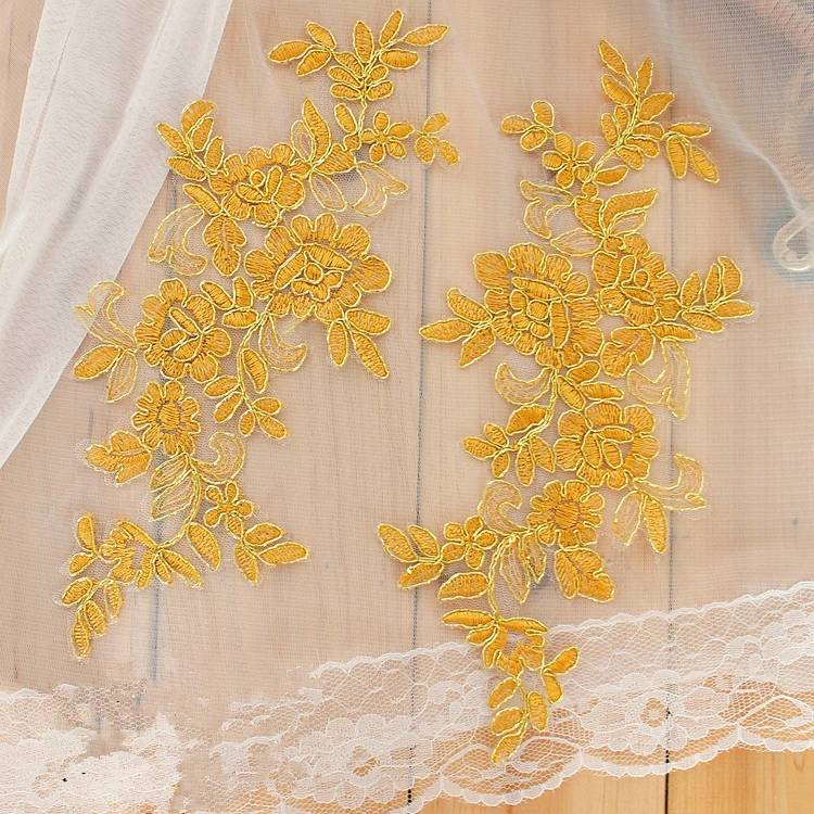 1 пара белая черная розовая вышитая нашивка-аппликация кружевные нашивки для