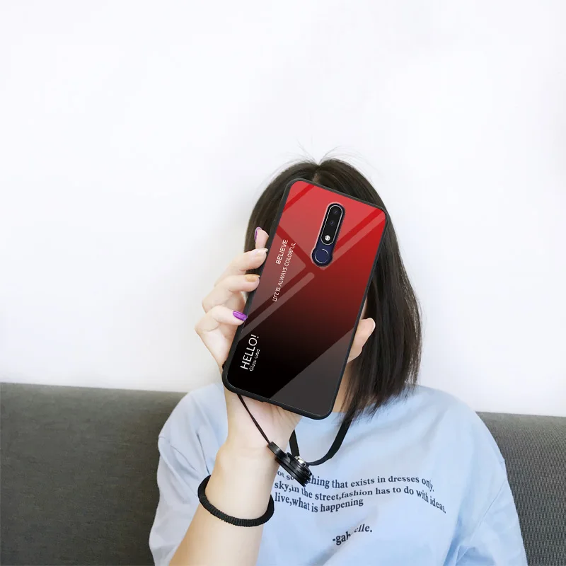 Градиентный чехол из закаленного стекла для телефона Nokia X6 X7 X71 разноцветный 7 1 4 2 3