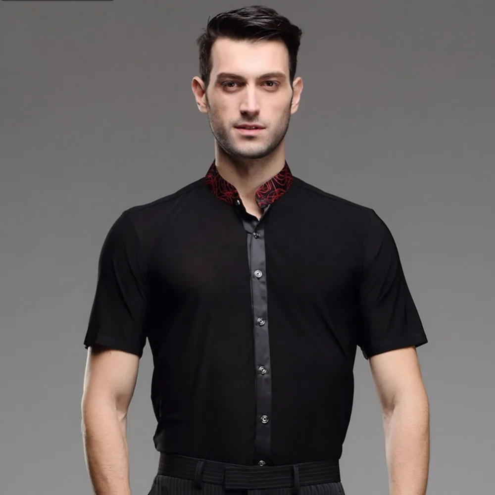 

Short Latin Dance Shirts For Males Black Color More Size Popular Shirt Adult Chacha Square 2020 Men Ballroom Dancing Tops 7033