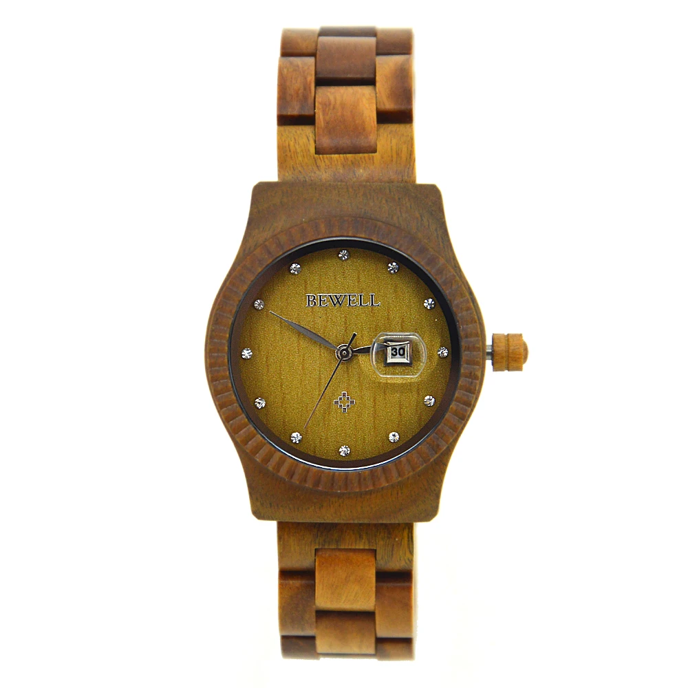 Женские деревянные часы BEWELL модные деловые аналоговые кварцевые легкие ручной