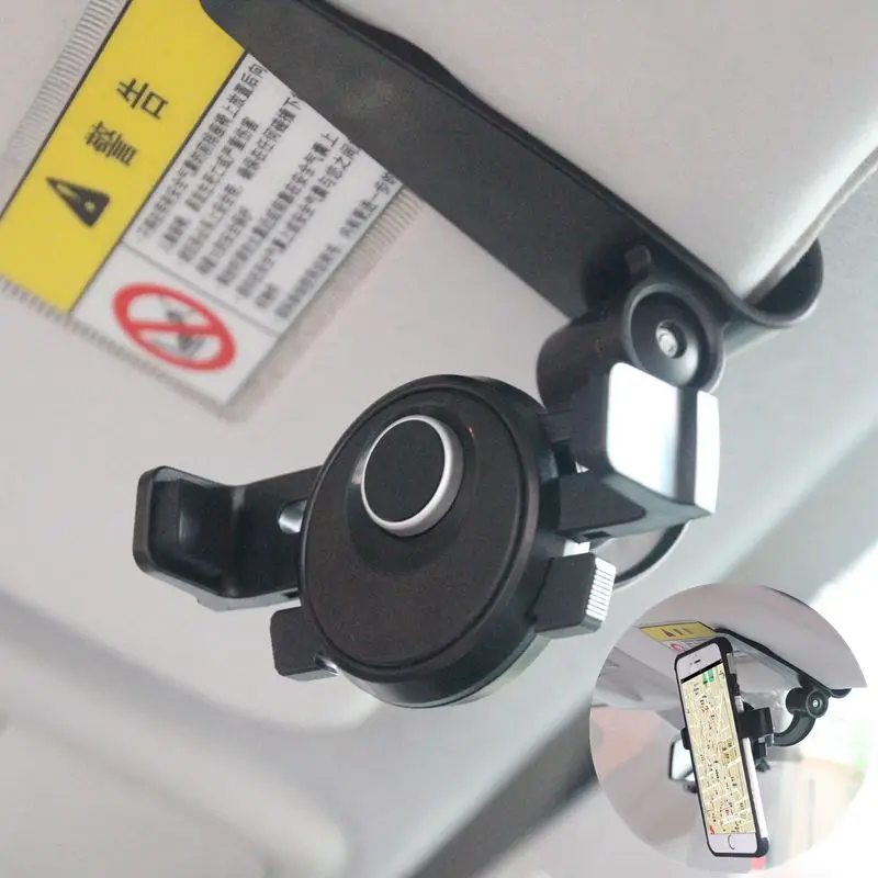 

Fimilef Antiskid Mobile Phone Holder Auto Clip 360 Rotation Adjustable Car Sun Visor Clip Holder Mount Stand For iPhone Samsung