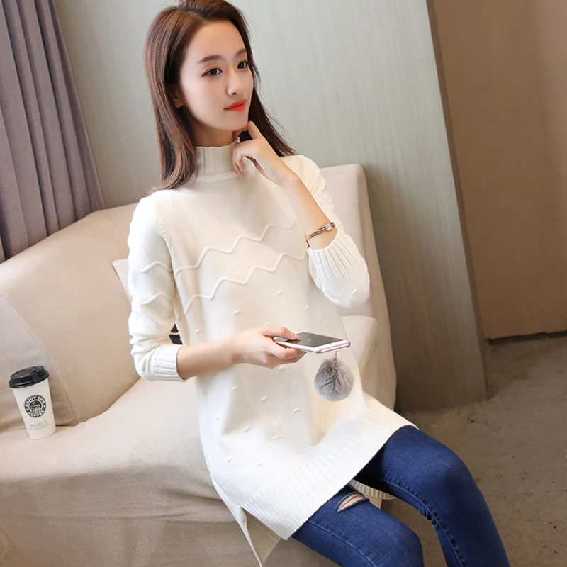 New Plus Size Autumn Winter Women's Sweater 2021 Long-Sleeved Casual Warm Half-High Collar Loose Elasticity Lady | Женская одежда