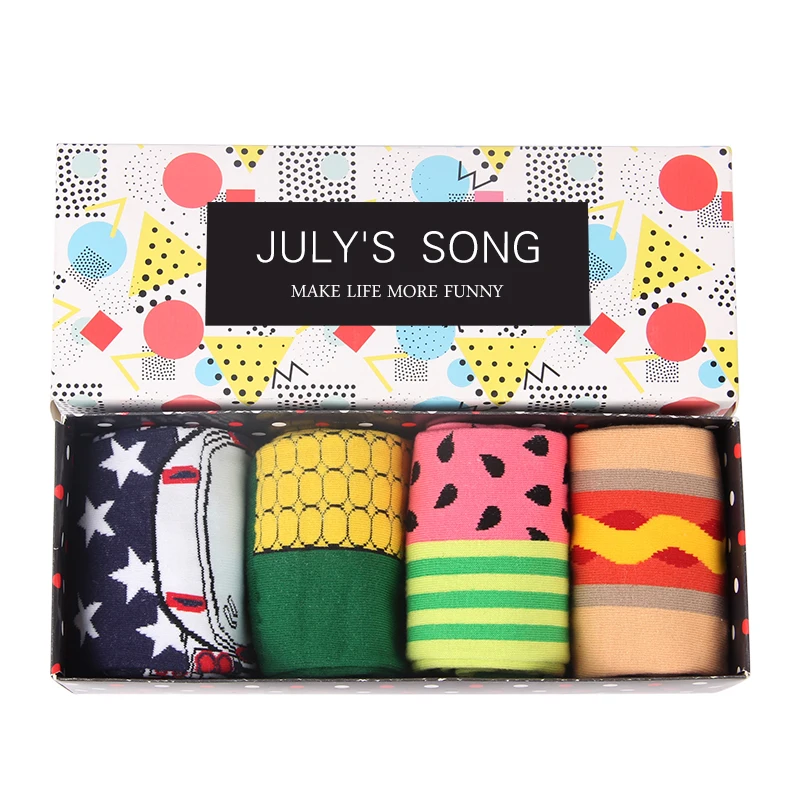 JULY'S песня без коробки 4 пары много Happy Socks Для мужчин s смешные носки брендовые хлопковые Для мужчин платье носки креативные носки