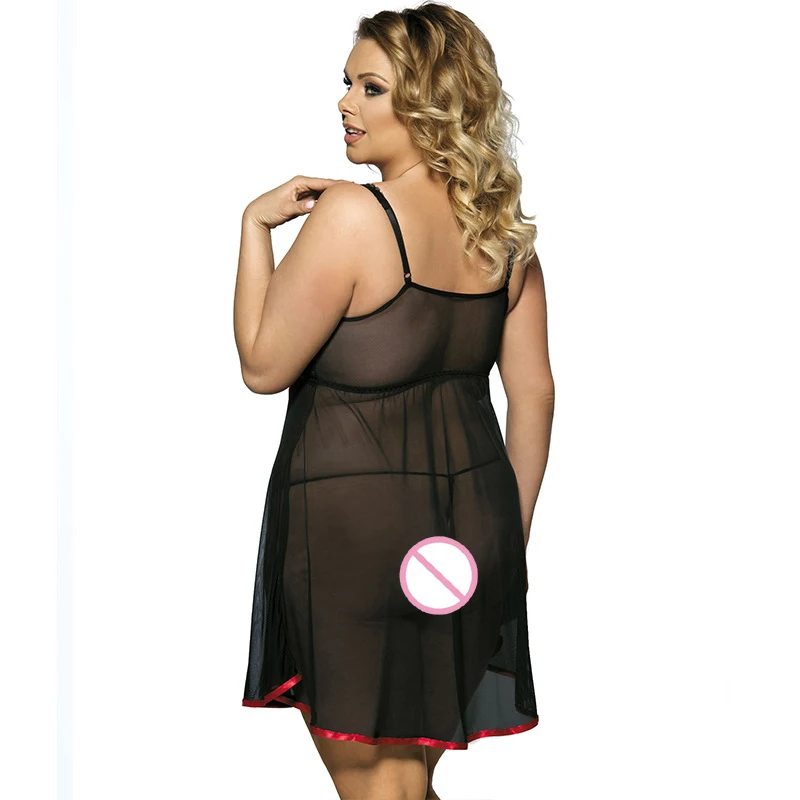 6XL Plus Size Women Sexy Lingerie Transparent Net Skirt Babydolls Thin Sling Deep V Neck Erotic Nightdress 3 Colors | Тематическая