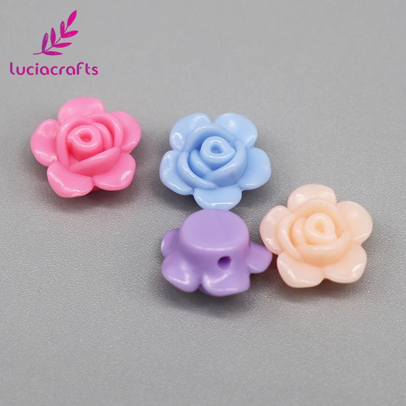 Lucia crafts 50 шт./лот случайный смешанный цветок розы Акриловые Flatback DIY Скрапбукинг